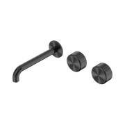 Nero Serenity Wall Basin Set 185mm Offset Spout With Metal Handle, Gun Metal