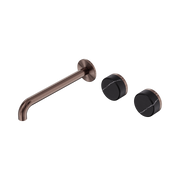 Nero Serenity Wall Basin Set 220mm Offset Spout With Carrara Handle, Brushed Bronze