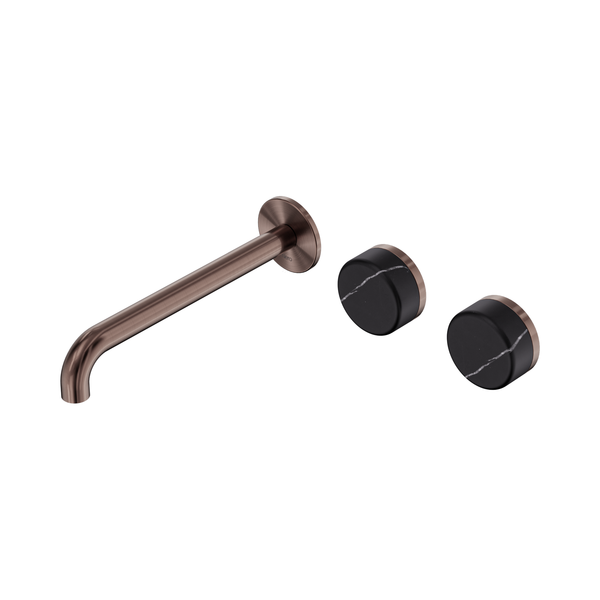 Nero Serenity Wall Basin Set 220mm Offset Spout With Carrara Handle, Brushed Bronze