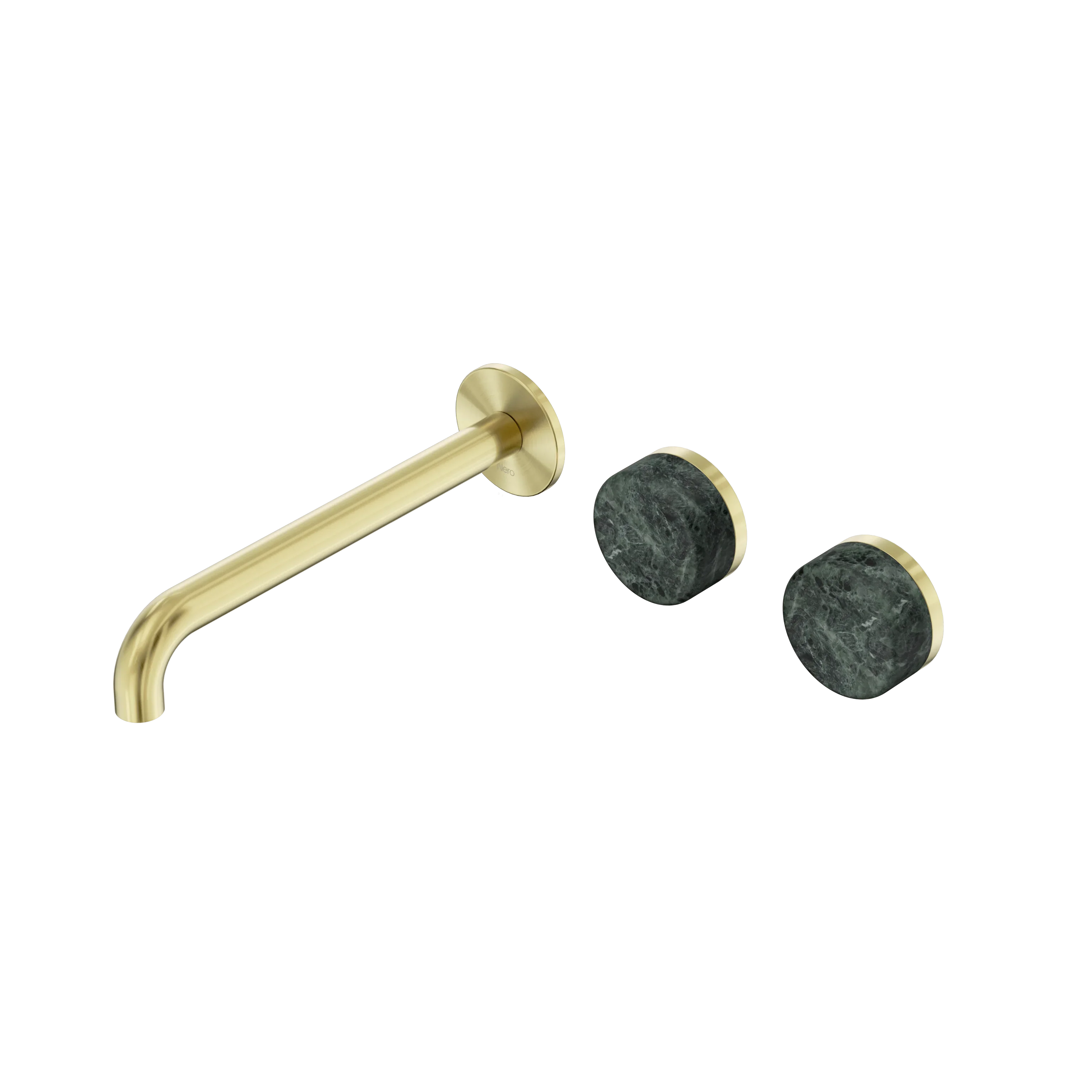 Nero Serenity Wall Basin Set 160mm Offset Spout With Verde Alpi Handle