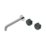 Nero Serenity Wall Basin Set 220mm Offset Spout With Verde Alpi Handle, Chrome