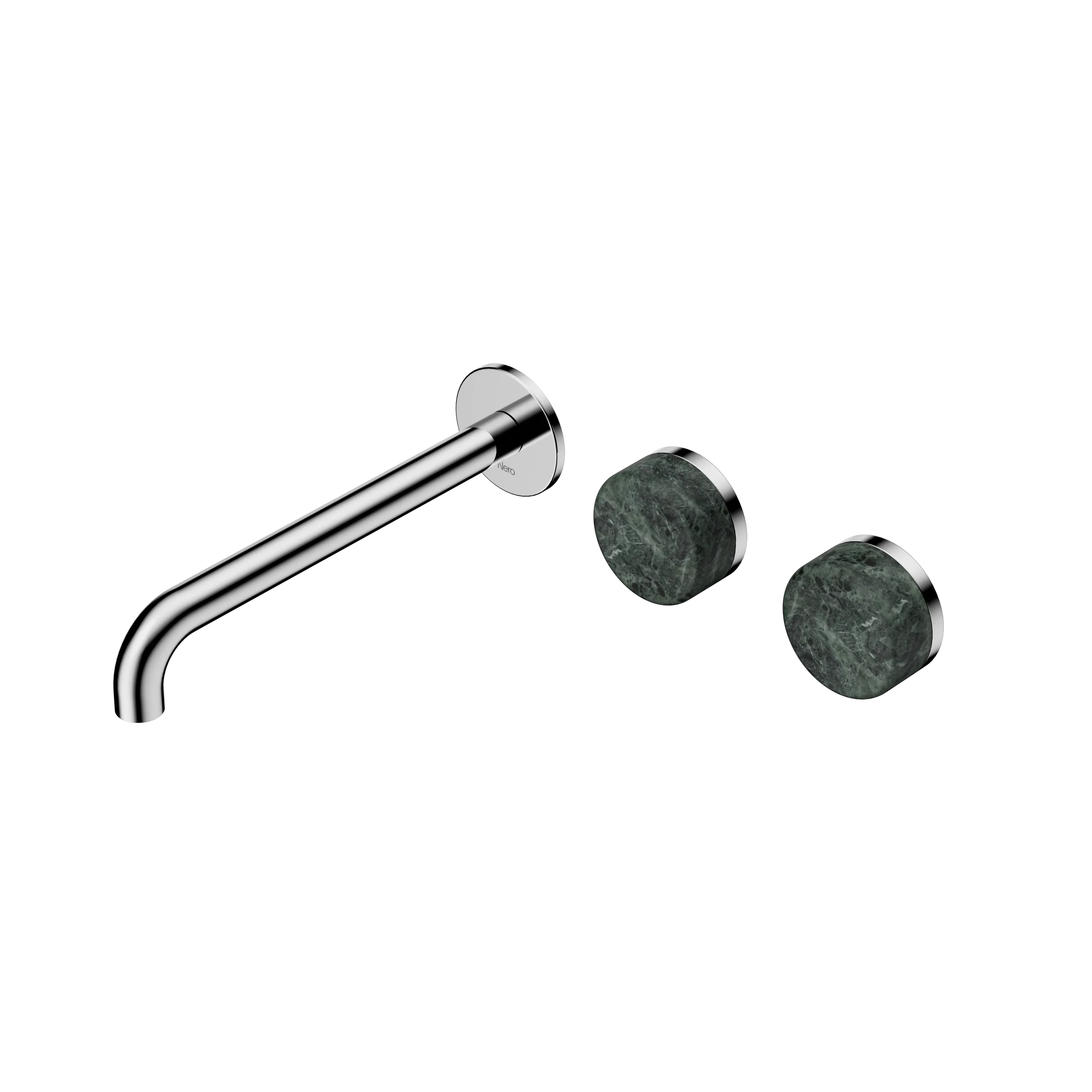 Nero Serenity Wall Basin Set 160mm Offset Spout With Verde Alpi Handle