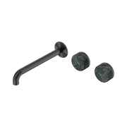 Nero Serenity Wall Basin Set 220mm Offset Spout With Verde Alpi Handle, Gun Metal