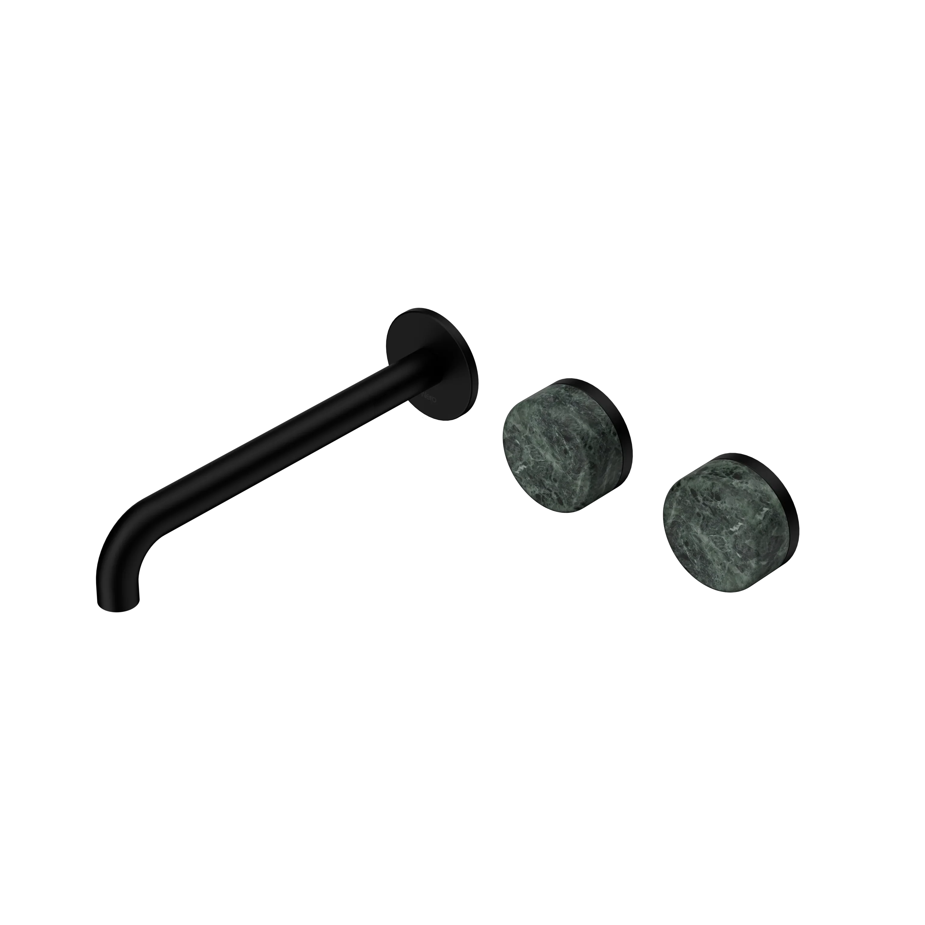 Nero Serenity Wall Basin Set 160mm Offset Spout With Verde Alpi Handle