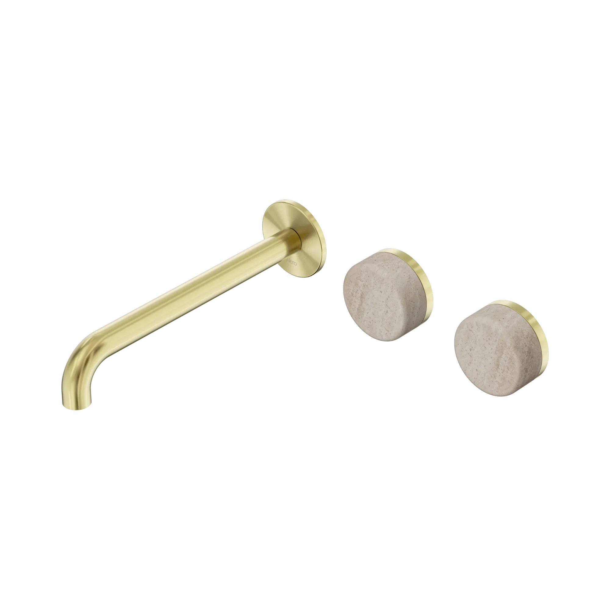 Nero Serenity Wall Basin Set 220mm Offset Spout With Rome Travertine ...