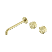 Nero Serenity Wall Basin Set 220mm Offset Spout With Metal Handle, Brushed Gold