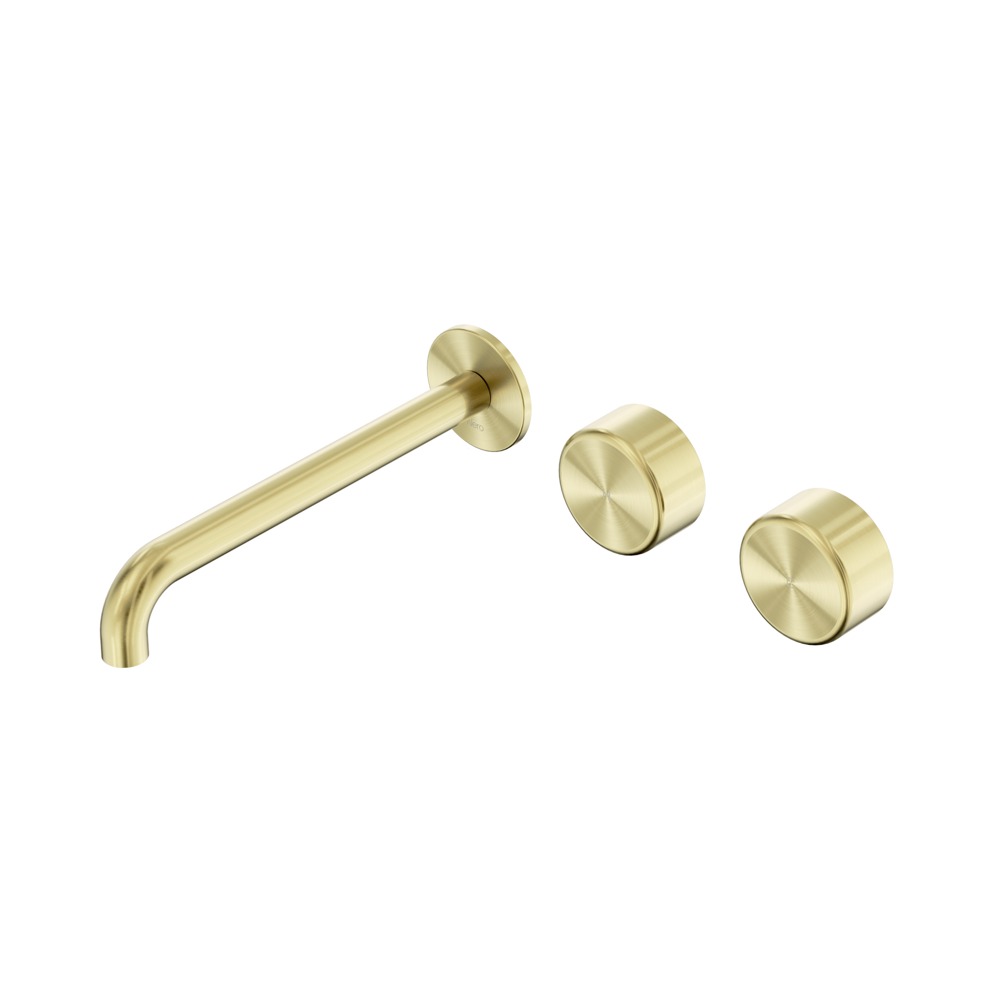 Nero Serenity Wall Basin Set 220mm Offset Spout With Metal Handle, Brushed Gold