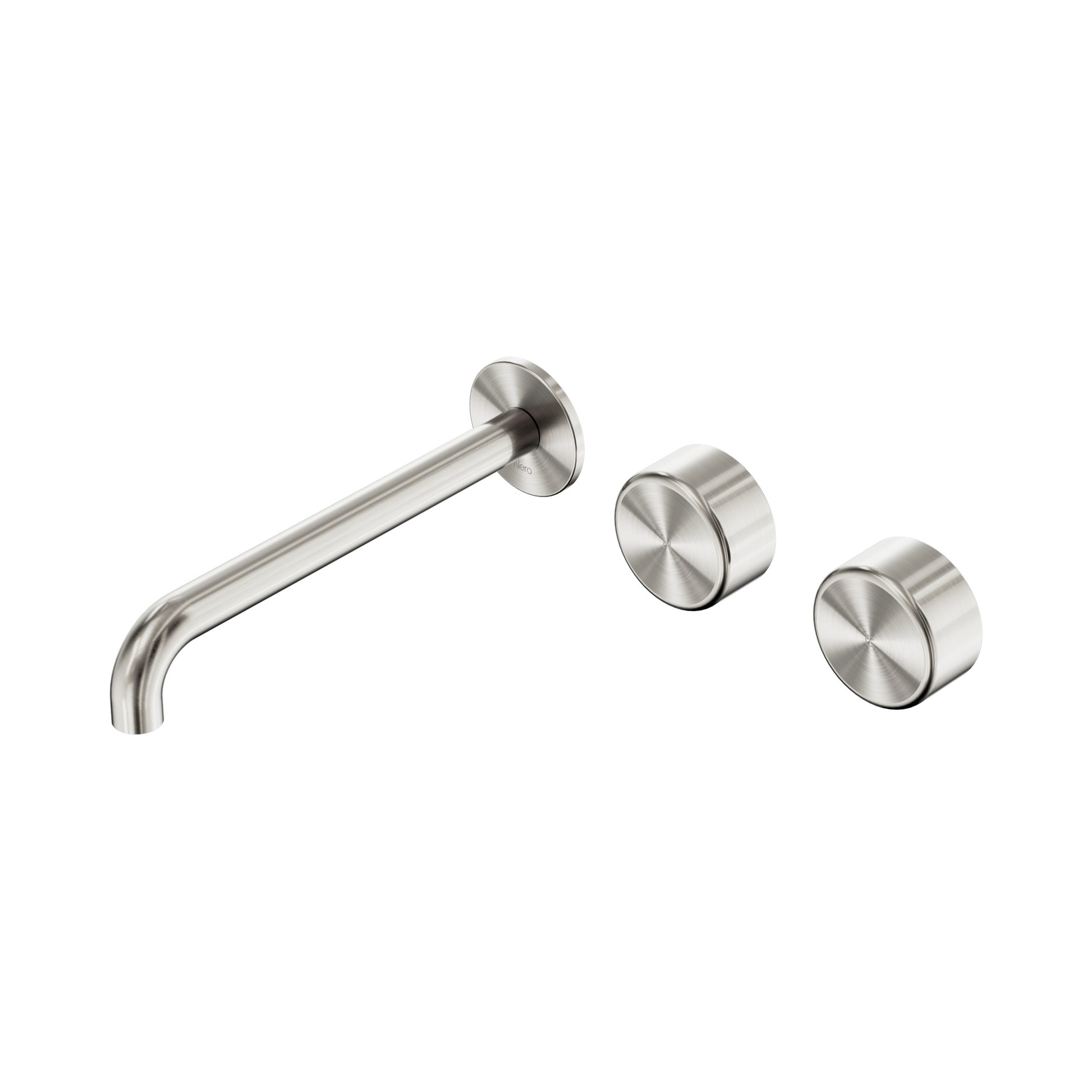 Nero Serenity Wall Basin Set 220mm Offset Spout With Metal Handle, Brushed Nickel