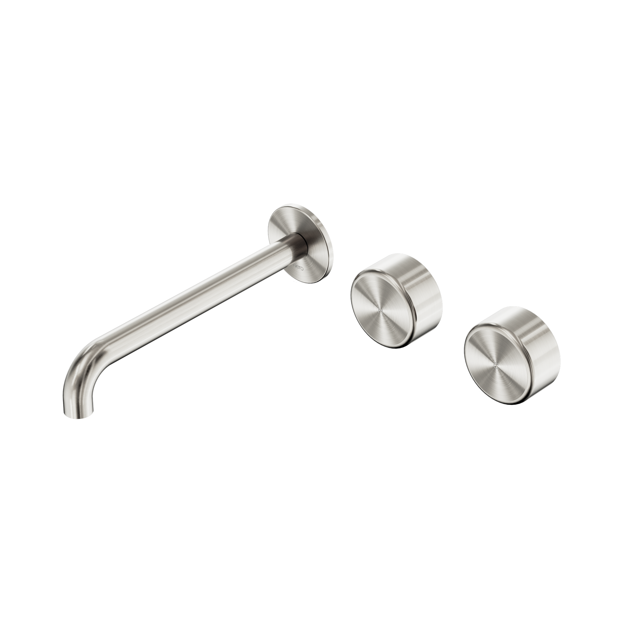 Nero Serenity Wall Basin Set 220mm Offset Spout With Metal Handle, Brushed Nickel