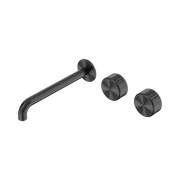 Nero Serenity Wall Basin Set 220mm Offset Spout With Metal Handle, Gun Metal