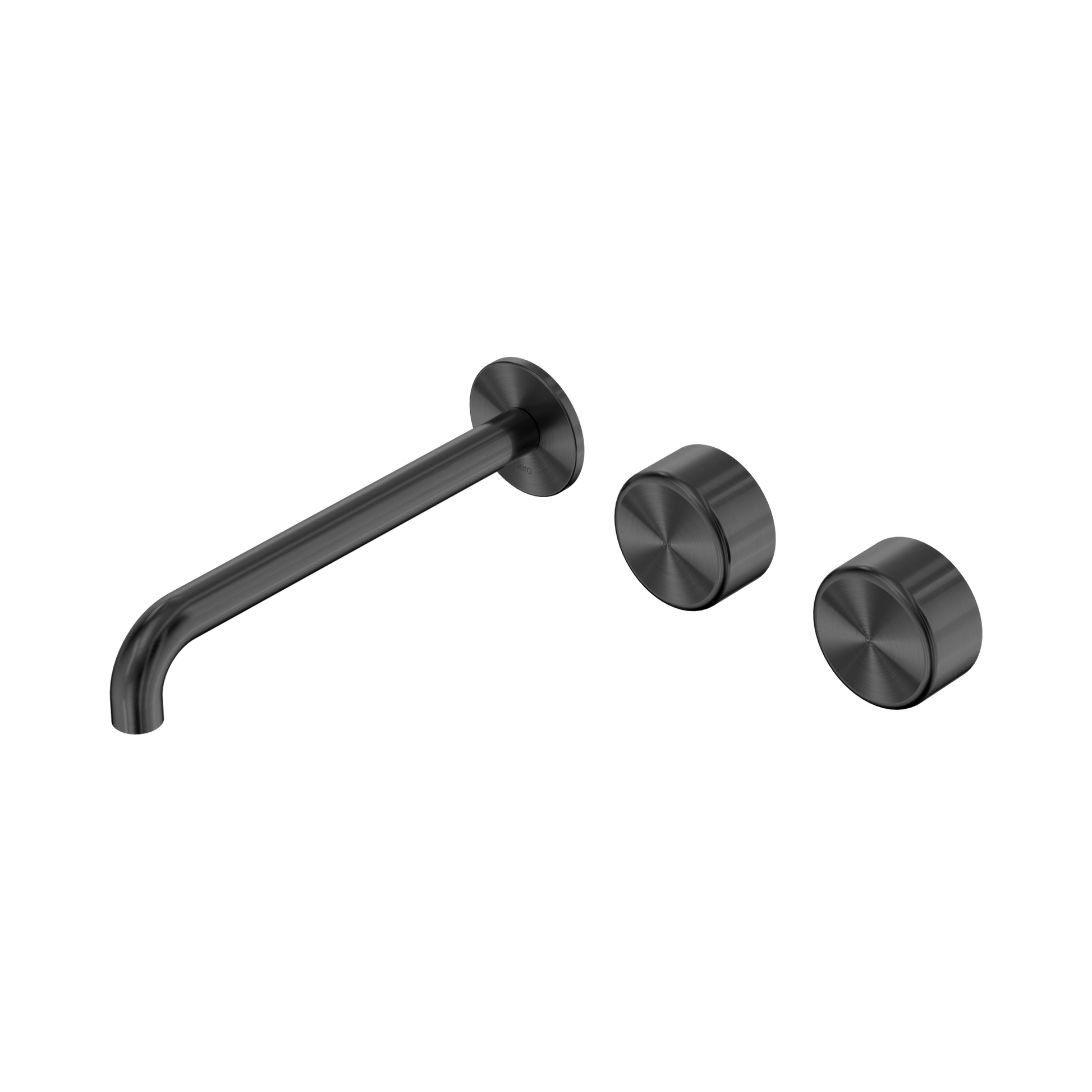 Nero Serenity Wall Basin Set 220mm Offset Spout With Metal Handle, Gun Metal