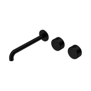 Nero Serenity Wall Basin Set 220mm Offset Spout With Metal Handle, Matte Black