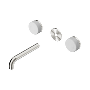 Nero Serenity Wall Basin Set 160mm Spout With Carrara Handle Trim Kit Only, Brushed Nickel