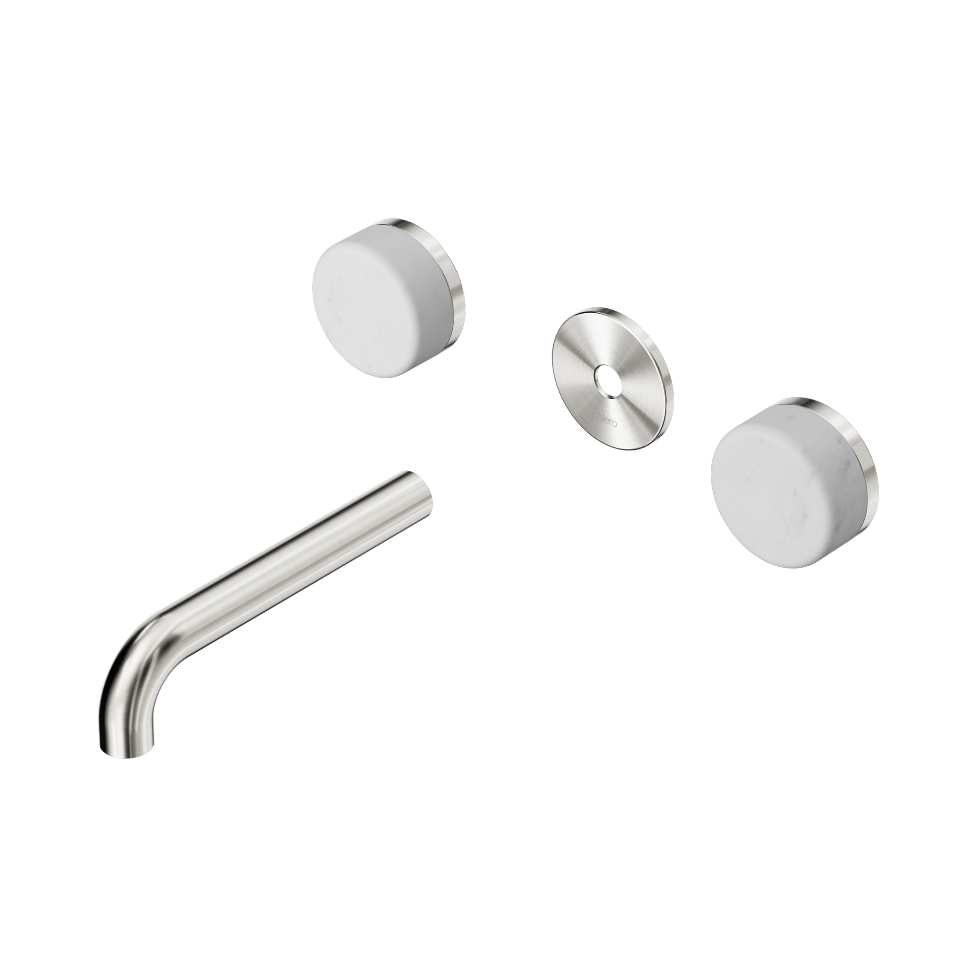 Nero Serenity Wall Basin Set 160mm Spout With Carrara Handle Trim Kit Only, Brushed Nickel