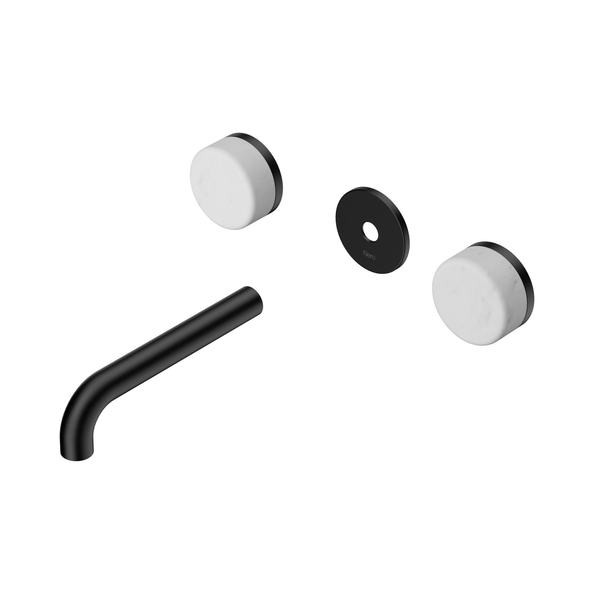 Nero Serenity Wall Basin Set 160mm Spout With Carrara Handle Trim Kit Only, Matte Black