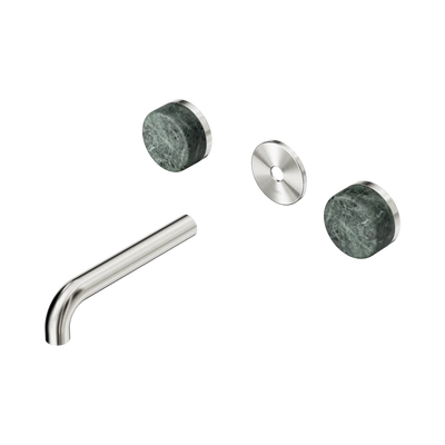 Nero Serenity Wall Basin Set 160mm Spout With Verde Alpi Handle Trim Kit Only, Brushed Nickel