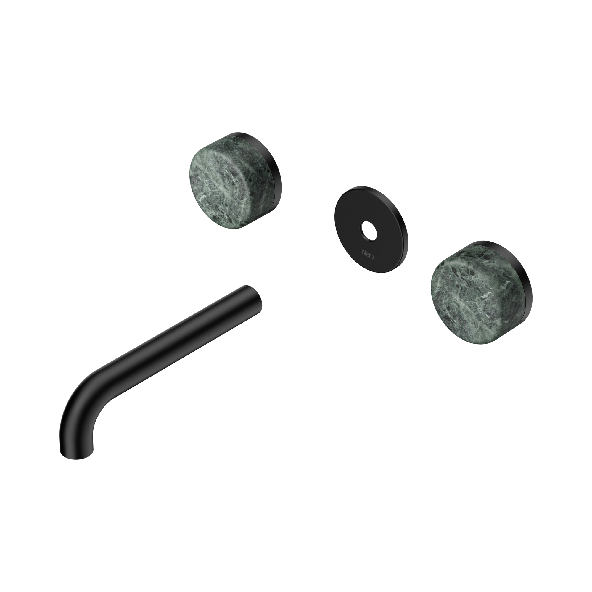 Nero Serenity Wall Basin Set 160mm Spout With Verde Alpi Handle Trim Kit Only, Matte Black