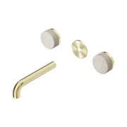 Nero Serenity Wall Basin Set 160mm Spout With Rome Travertine Handle Trim Kit Only, Brushed Gold