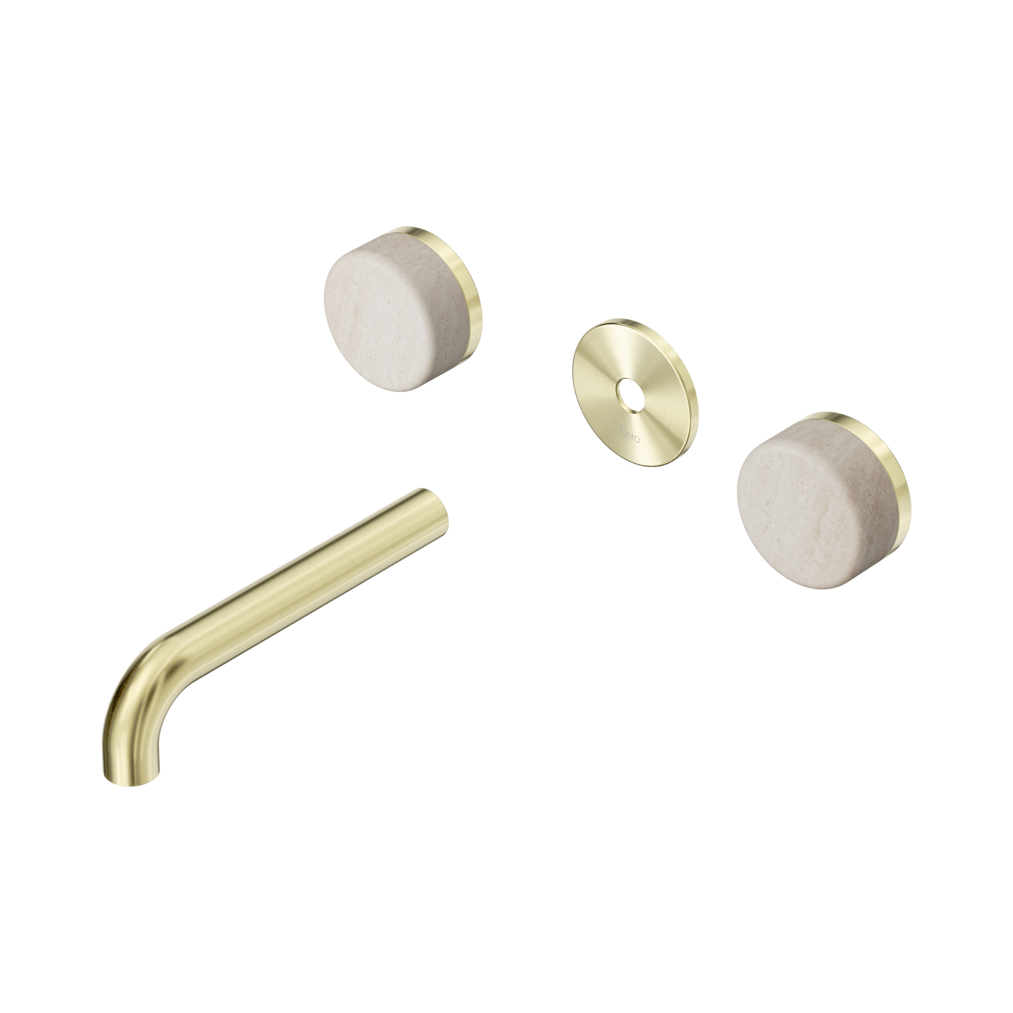 Nero Serenity Wall Basin Set 160mm Spout With Rome Travertine Handle Trim Kit Only, Brushed Gold