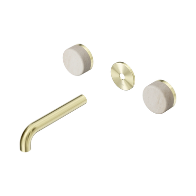 Nero Serenity Wall Basin Set 160mm Spout With Rome Travertine Handle Trim Kit Only, Brushed Gold
