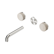 Nero Serenity Wall Basin Set 160mm Spout With Rome Travertine Handle Trim Kit Only, Brushed Nickel