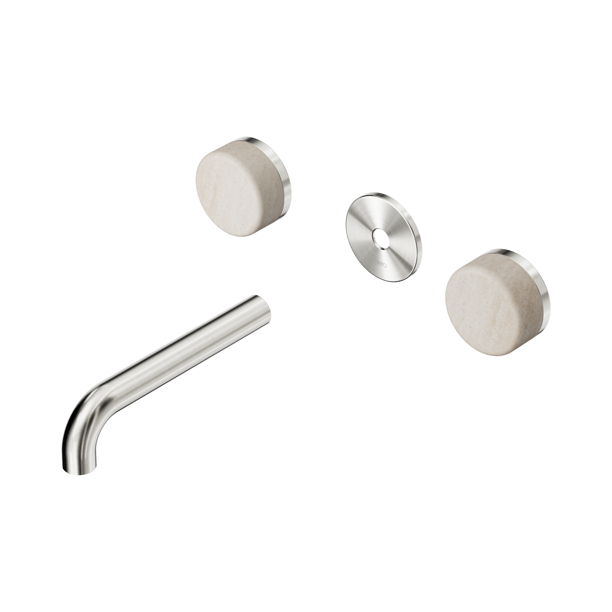 Nero Serenity Wall Basin Set 160mm Spout With Rome Travertine Handle Trim Kit Only, Brushed Nickel