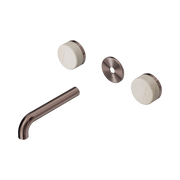 Nero Serenity Wall Basin Set 160mm Spout With Rome Travertine Handle Trim Kit Only, Brushed Bronze