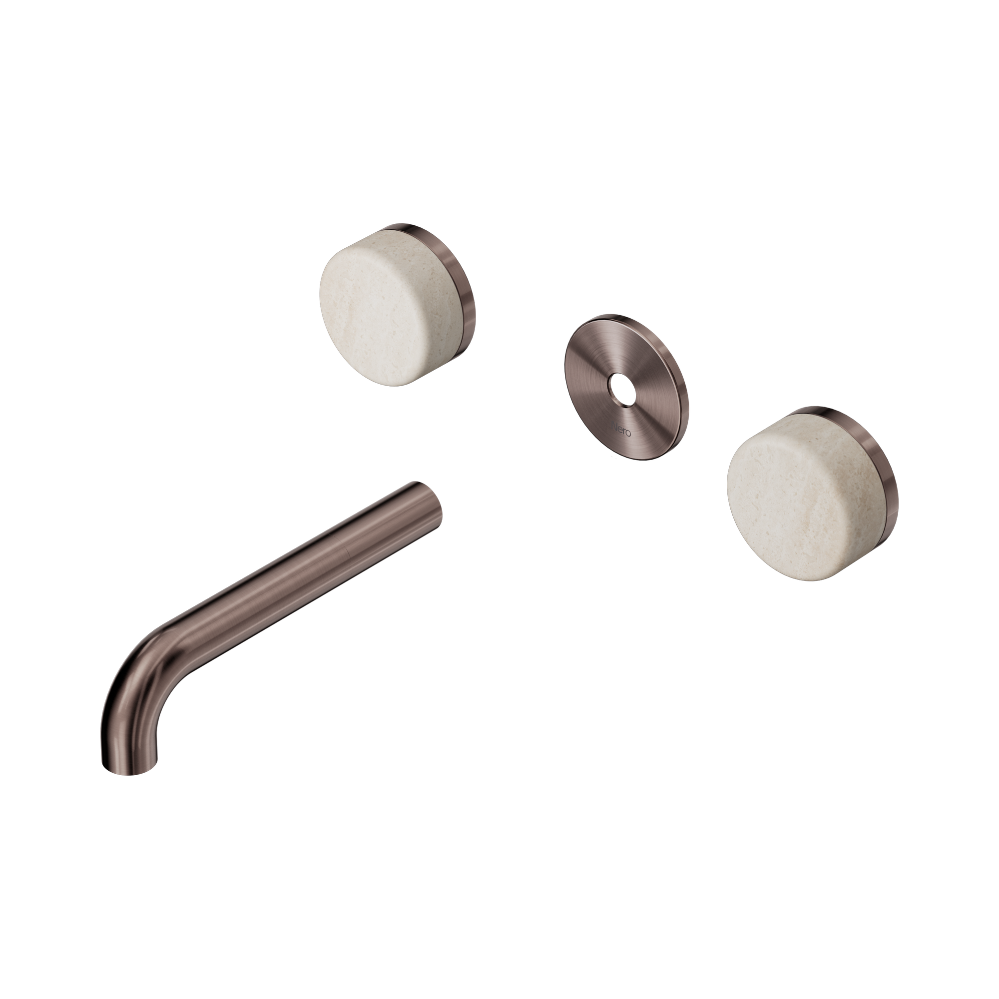 Nero Serenity Wall Basin Set 160mm Spout With Rome Travertine Handle Trim Kit Only, Brushed Bronze