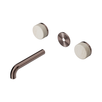 Nero Serenity Wall Basin Set 160mm Spout With Rome Travertine Handle Trim Kit Only, Brushed Bronze