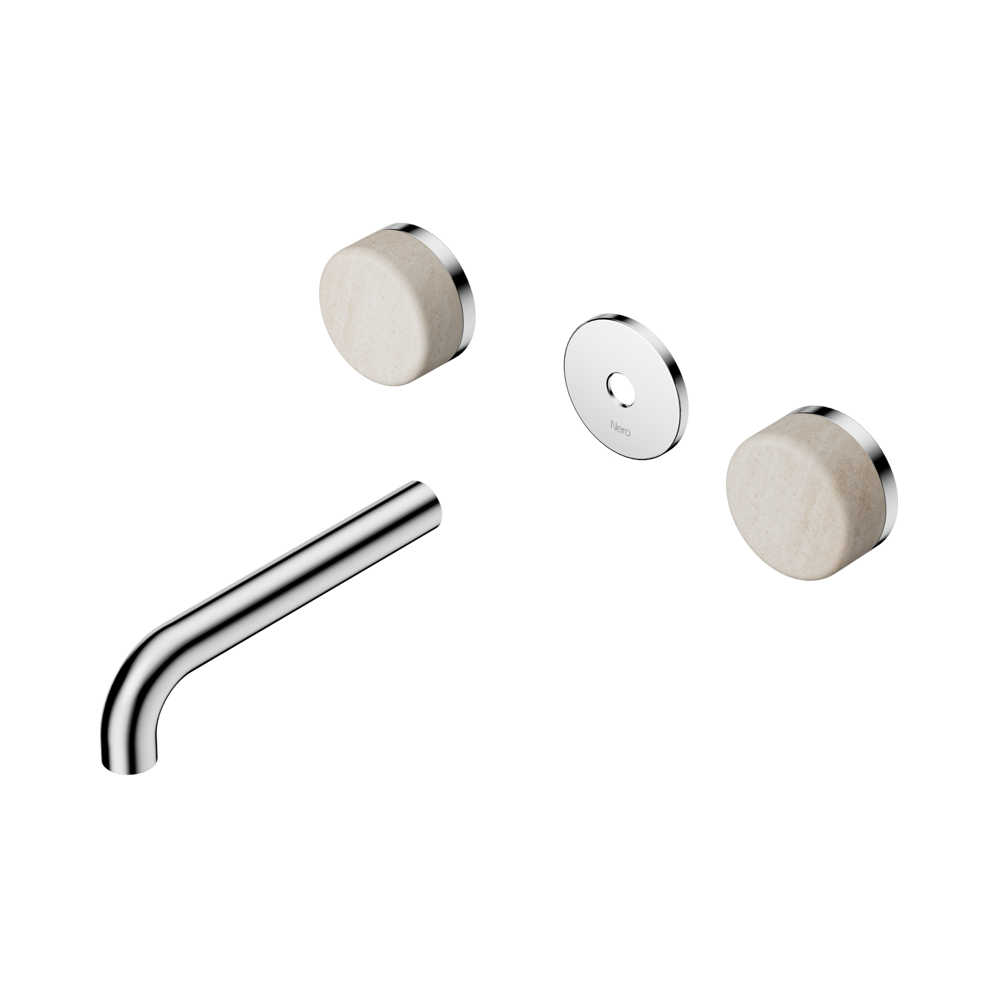 Nero Serenity Wall Basin Set 160mm Spout With Rome Travertine Handle Trim Kit Only, Chrome
