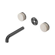 Nero Serenity Wall Basin Set 160mm Spout With Rome Travertine Handle Trim Kit Only, Gun Metal