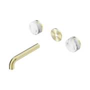 Nero Serenity Wall Basin Set 160mm Spout With Arabescato Corchia Handle Trim Kit Only, Brushed Gold