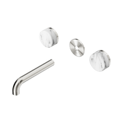 Nero Serenity Wall Basin Set 160mm Spout With Arabescato Corchia Handle Trim Kit Only, Brushed Nickel