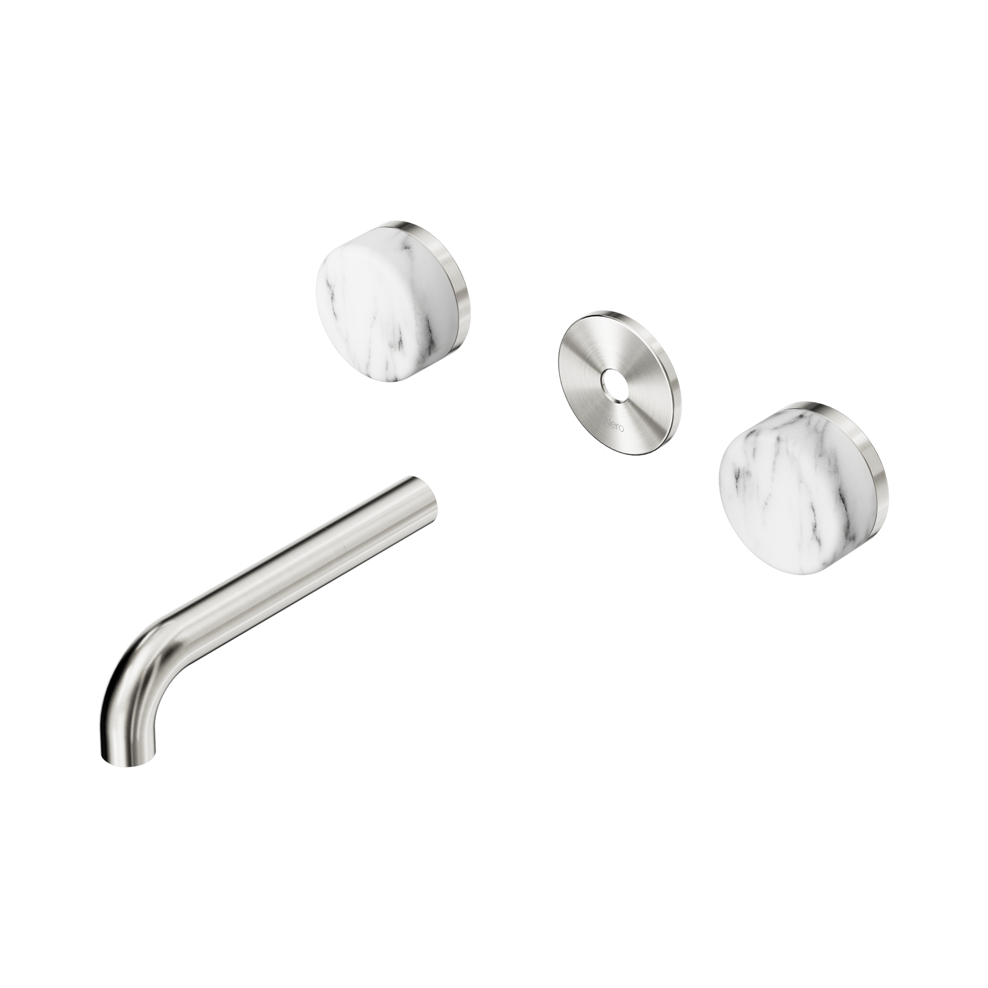 Nero Serenity Wall Basin Set 160mm Spout With Arabescato Corchia Handle Trim Kit Only, Brushed Nickel