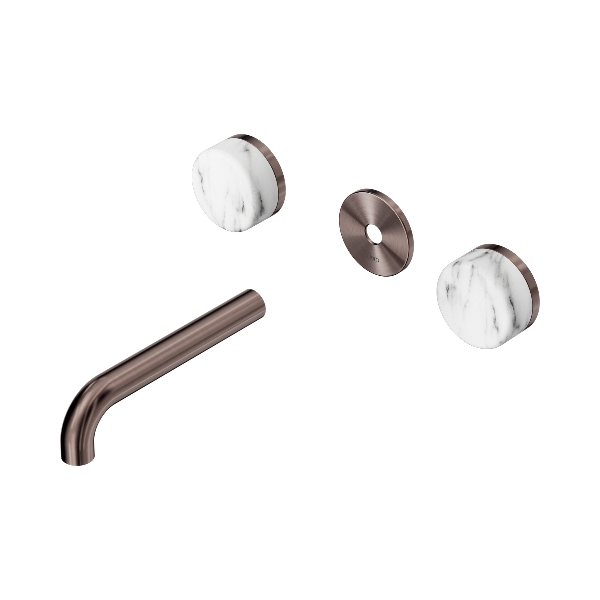 Nero Serenity Wall Basin Set 160mm Spout With Arabescato Corchia Handle Trim Kit Only, Brushed Bronze