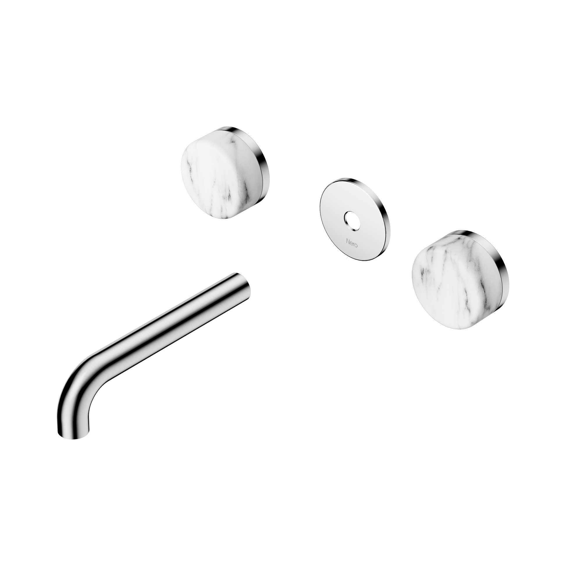 Nero Serenity Wall Basin Set 160mm Spout With Arabescato Corchia Handle Trim Kit Only, Chrome