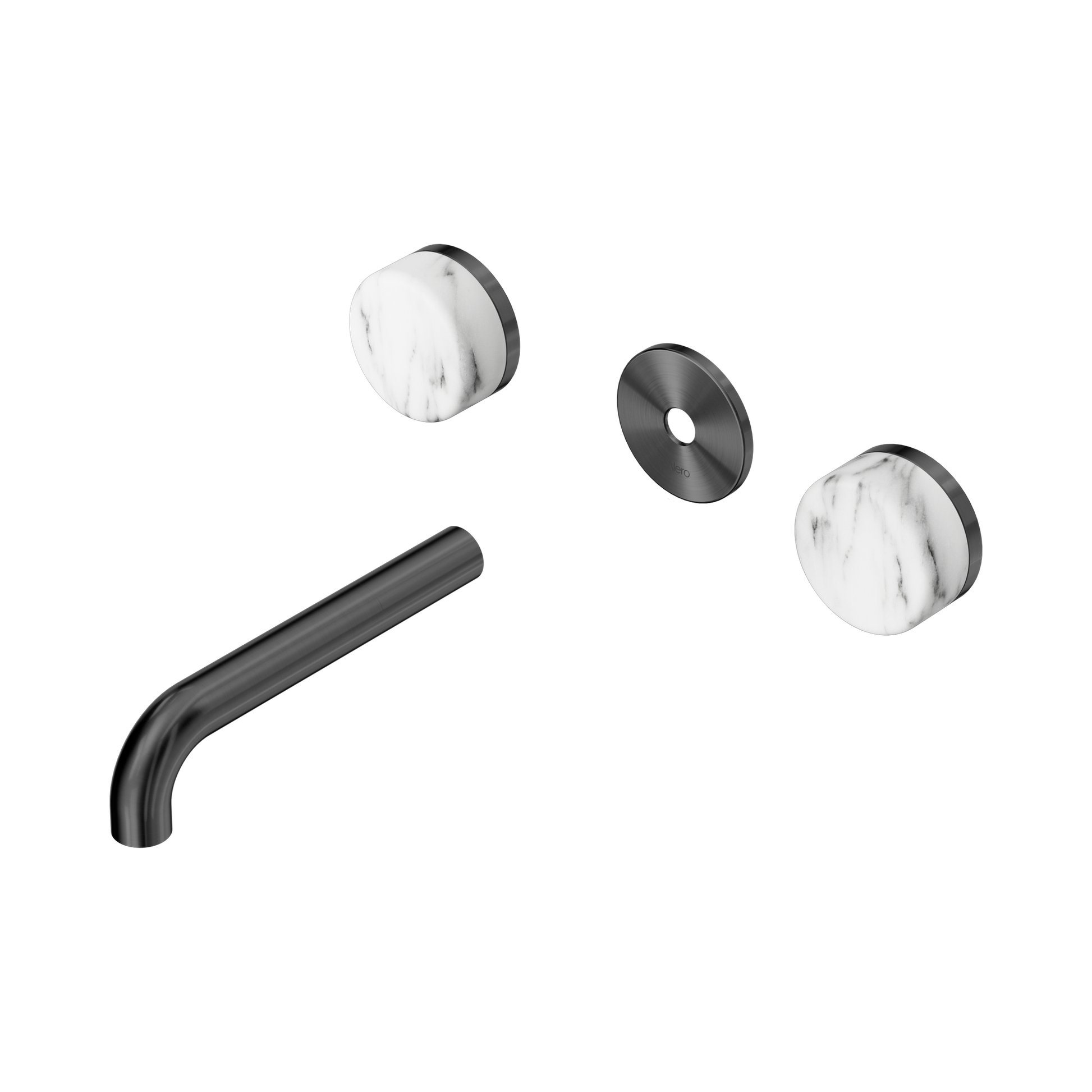 Nero Serenity Wall Basin Set 160mm Spout With Arabescato Corchia Handle Trim Kit Only, Gun Metal