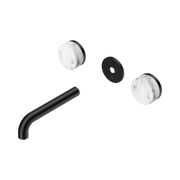 Nero Serenity Wall Basin Set 160mm Spout With Arabescato Corchia Handle Trim Kit Only, Matte Black