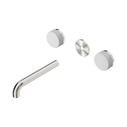 Nero Serenity Wall Basin Set 185mm Spout With Carrara Handle Trim Kit Only, Brushed Nickel