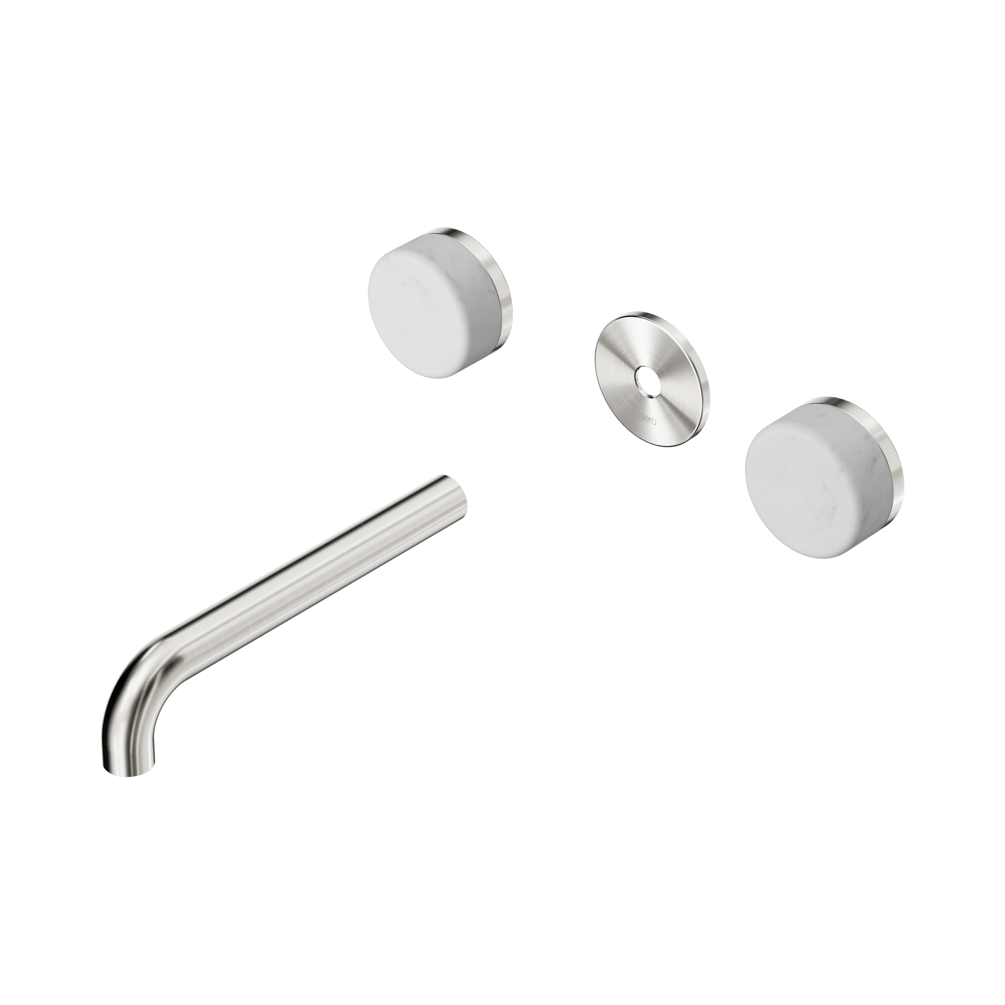 Nero Serenity Wall Basin Set 185mm Spout With Carrara Handle Trim Kit Only, Brushed Nickel