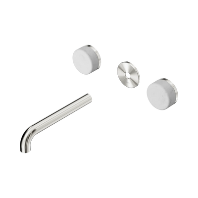 Nero Serenity Wall Basin Set 185mm Spout With Carrara Handle Trim Kit Only, Brushed Nickel