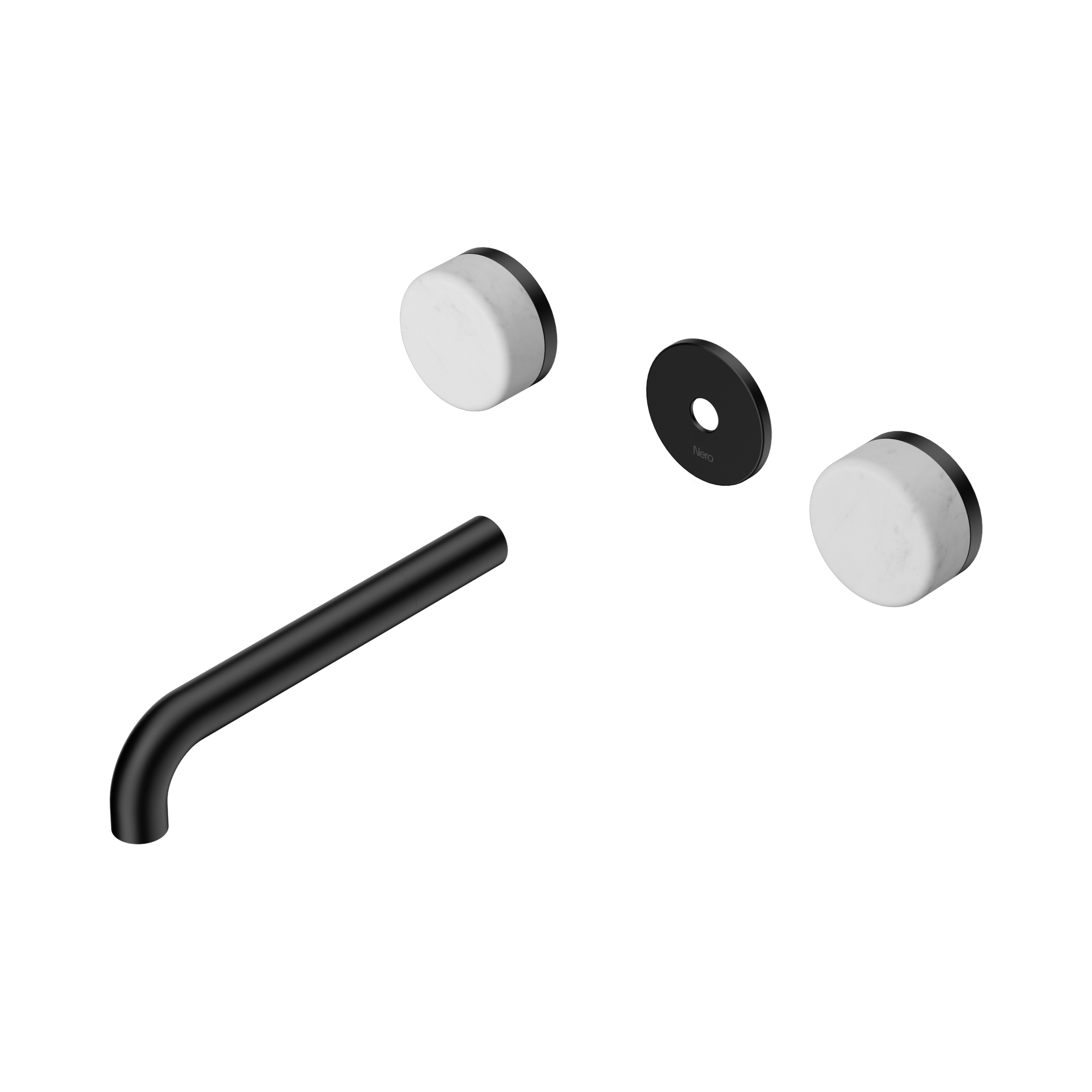 Nero Serenity Wall Basin Set 185mm Spout With Carrara Handle Trim Kit Only, Matte Black