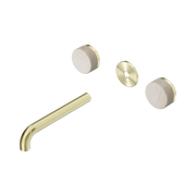Nero Serenity Wall Basin Set 185mm Spout With Rome Travertine Handle Trim Kit Only, Brushed Gold