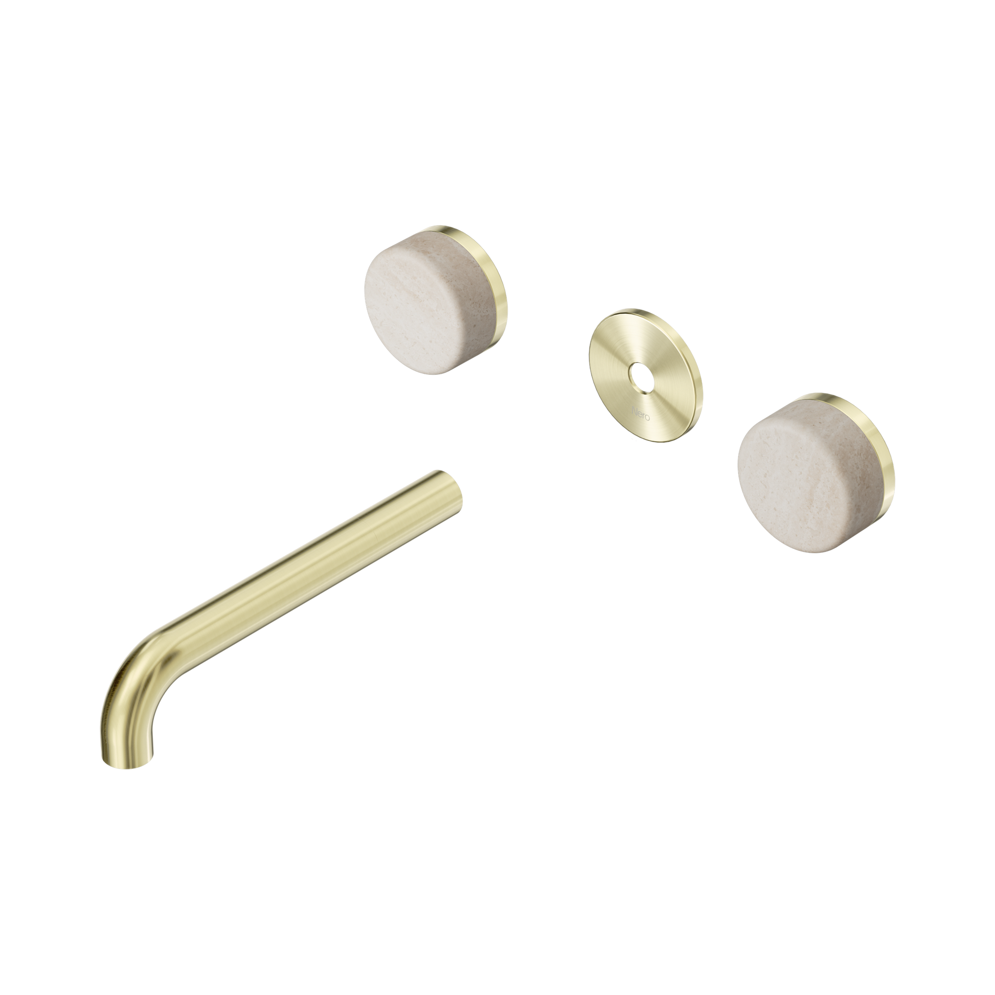 Nero Serenity Wall Basin Set 185mm Spout With Rome Travertine Handle Trim Kit Only, Brushed Gold