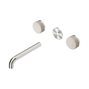 Nero Serenity Wall Basin Set 185mm Spout With Rome Travertine Handle Trim Kit Only, Brushed Nickel