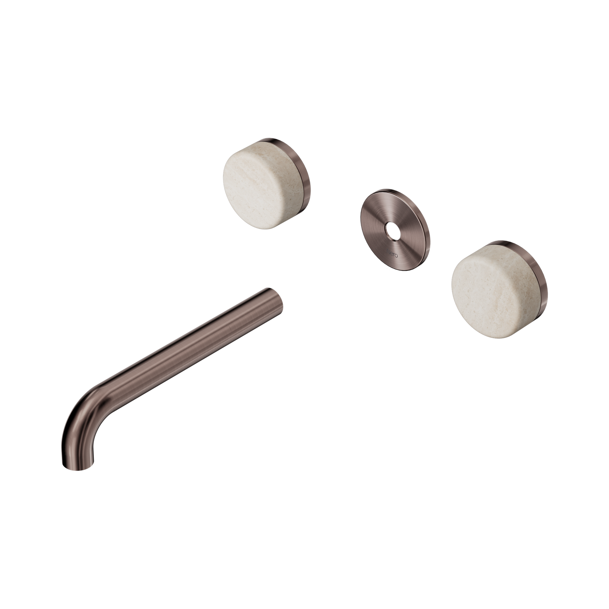 Nero Serenity Wall Basin Set 185mm Spout With Rome Travertine Handle Trim Kit Only, Brushed Bronze