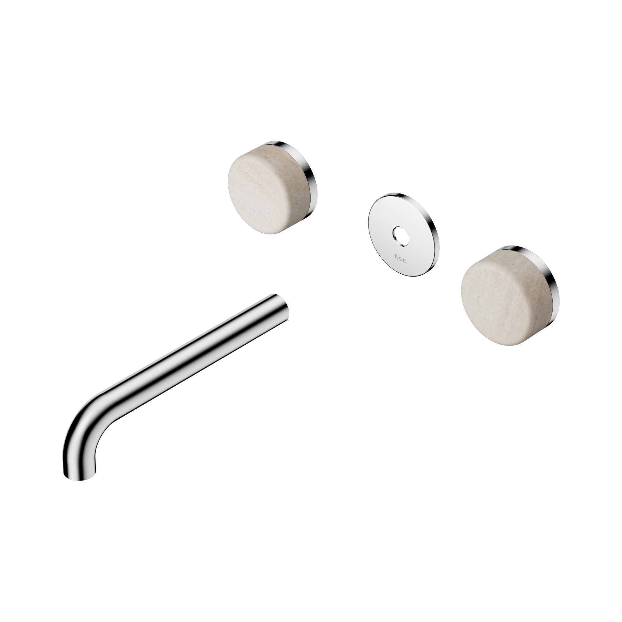 Nero Serenity Wall Basin Set 185mm Spout With Rome Travertine Handle Trim Kit Only, Chrome
