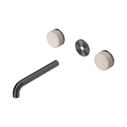 Nero Serenity Wall Basin Set 185mm Spout With Rome Travertine Handle Trim Kit Only, Gun Metal