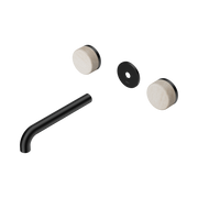Nero Serenity Wall Basin Set 185mm Spout With Rome Travertine Handle Trim Kit Only, Matte Black
