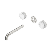Nero Serenity Wall Basin Set 185mm Spout With Arabescato Corchia Handle Trim Kit Only, Brushed Nickel